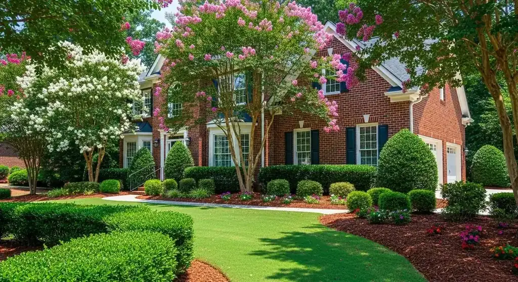 Manicured residential landscaping near Lake Lanier in Buford, GA
